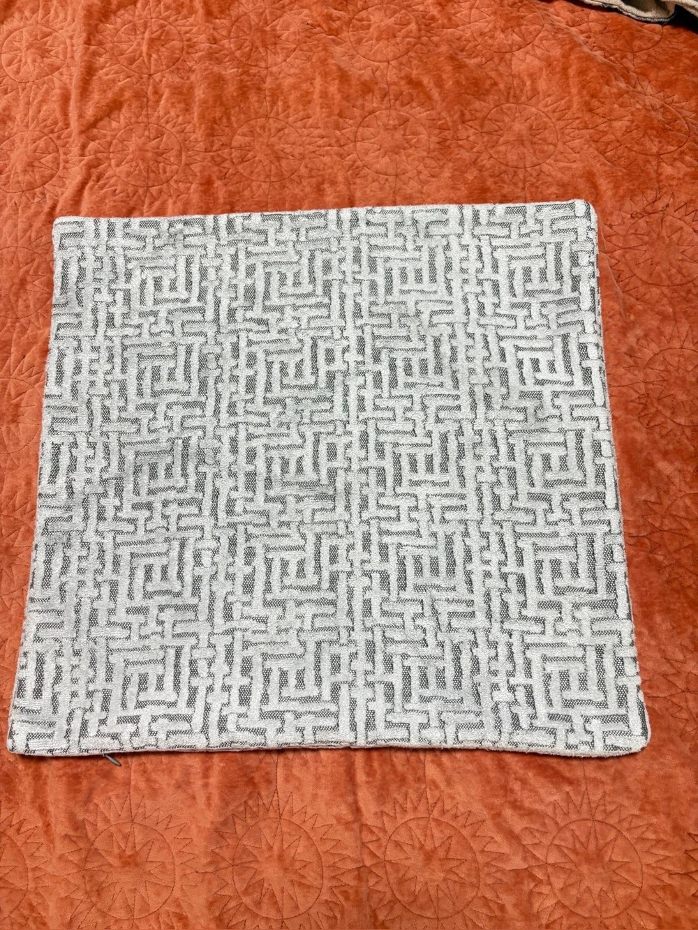 West Elm Textured Geometric Pillow Cover 20x20 Gray White Modern Decor